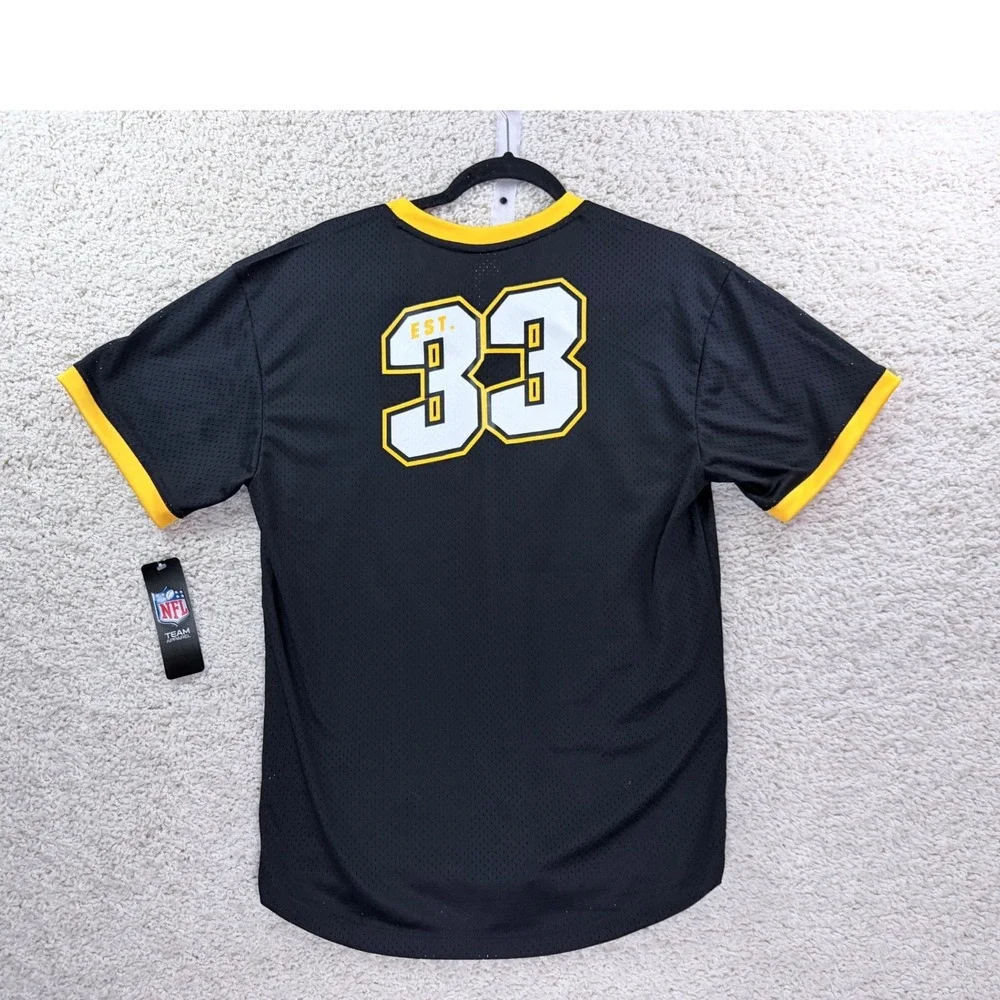 NFL Team Apparel Pittsburgh Steelers Jersey Youth XL Black New Mesh V-Neck 33